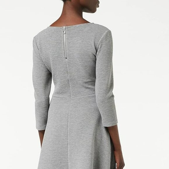 NEW! TOM TAILOR GREY RIBBED 3/4 SLEEVE DRESS SZ M - Picture 8 of 10